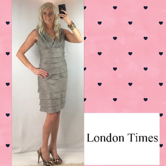 London Times Bandage Metallic Midi Dress Size 8 - Picture 3 of 8
